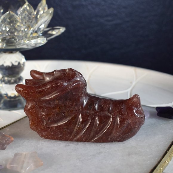 Natural Strawberry Quartz Dragon Head